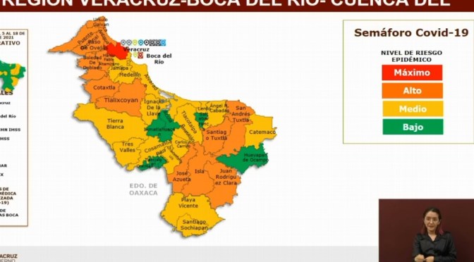 Municipio de Veracruz sigue en rojo en semáforo COVID-19; Boca, Alvarado y Medellín en amarillo