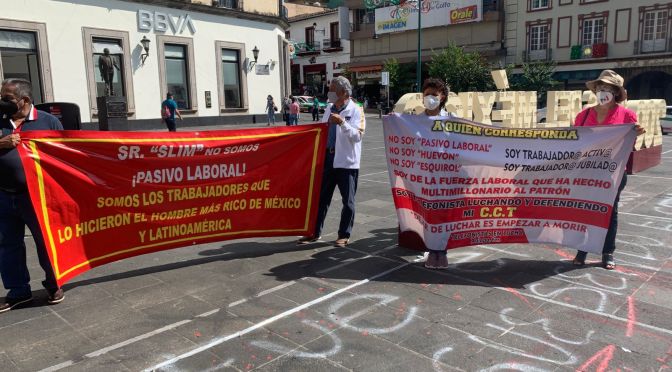Sindicato de telefonistas protesta contra TELMEX.