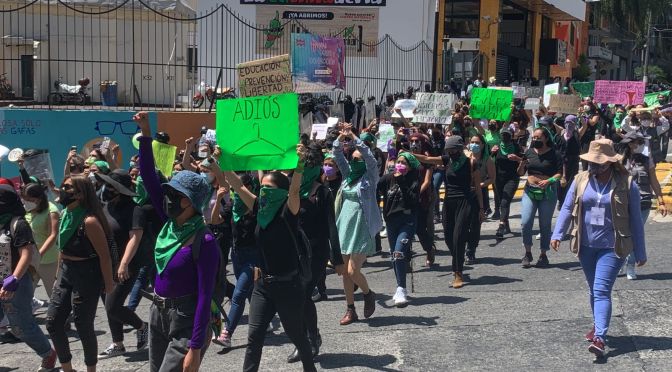 Sin actos vandálicos finaliza protesta feminista de Xalapa.