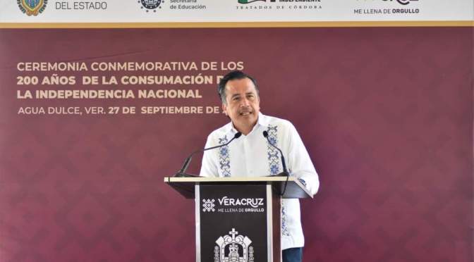 Gobierno del Estado conmemora bicentenario de la consumación de la Independencia Nacional en Agua Dulce