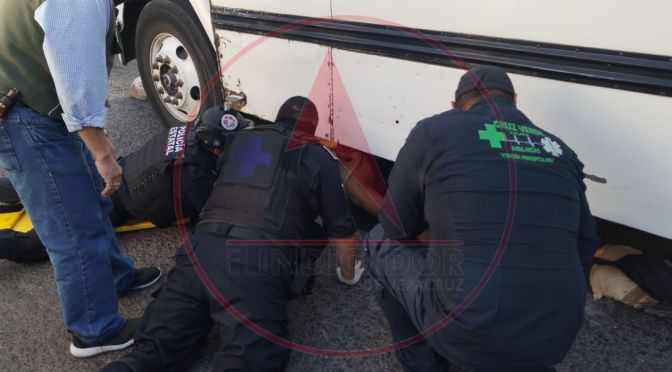 Aparatoso accidente entre motociclista y transporte público de Xalapa