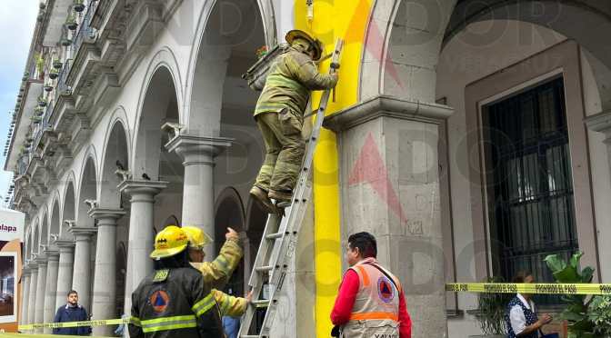 Alerta a ciudadanos fuga de gas en el Edificio Nachita en el centro de Xalapa
