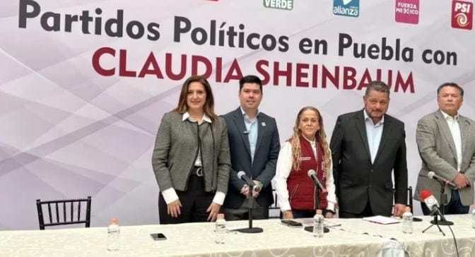 Partidos se alían en Puebla a favor de la candidata Claudia Sheinbaum.