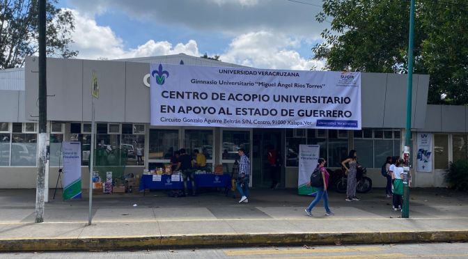 Instalan centro de acopio en la UV, para apoyar a los damnificados de Guerrero.