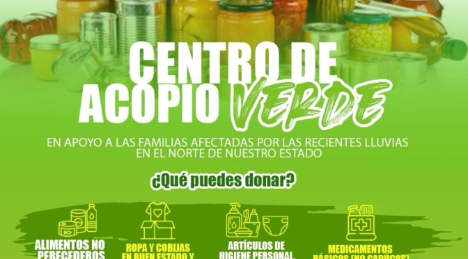 PVEM Veracruz se une para apoyar a la zona norte afectada por lluvias