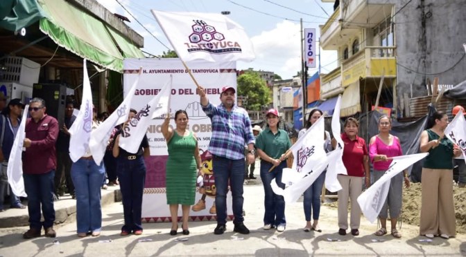 Construyen sistema de drenaje pluvial en zona del mercado de Tantoyuca