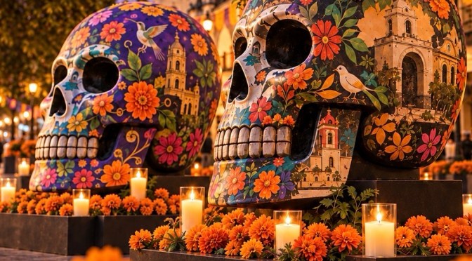 Preparan instalación de 35 cabezas monumentales por Todos Santos en Xalapa